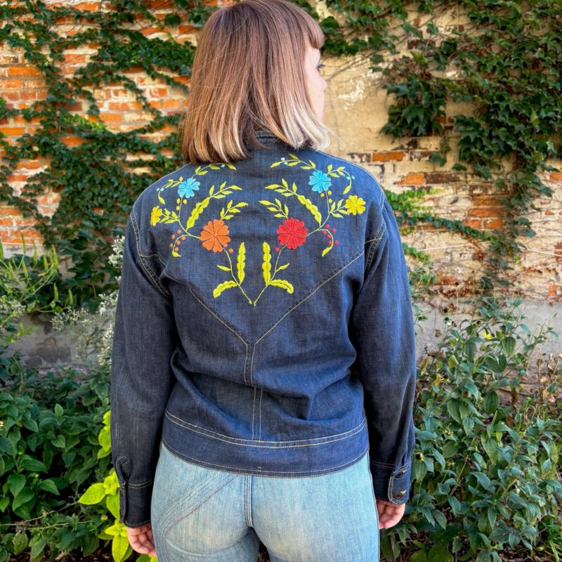 1970s floral embroidered denim jacket