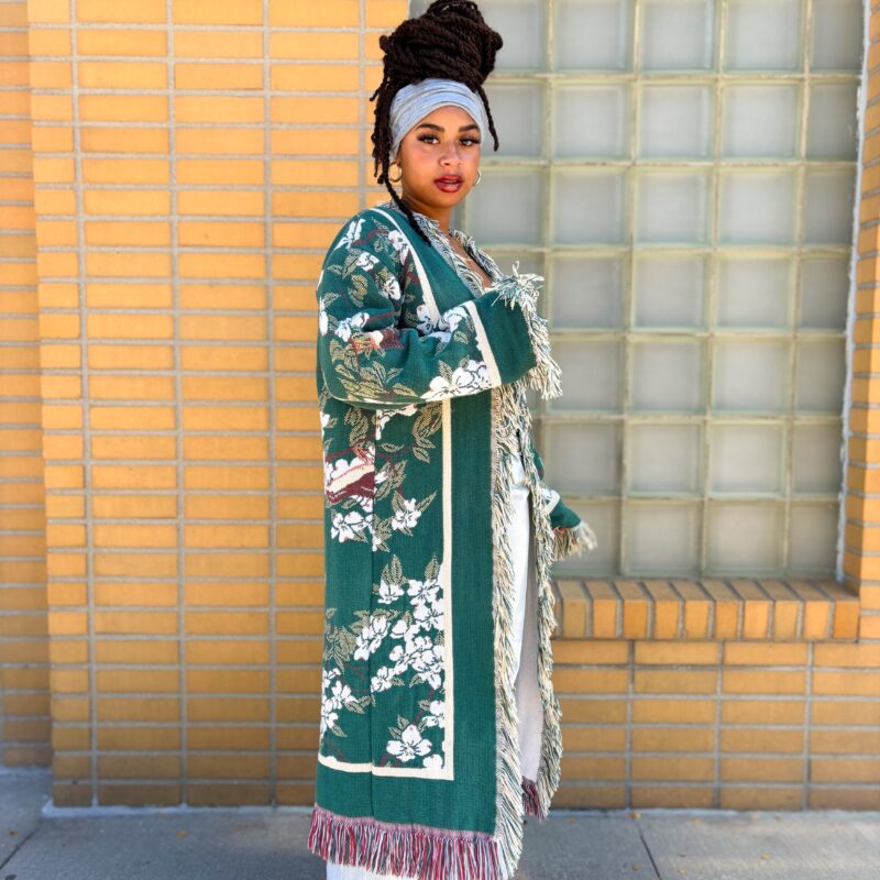 TSE X RE/LOADED UPCYCLED FLORAL FRINGE DUSTER